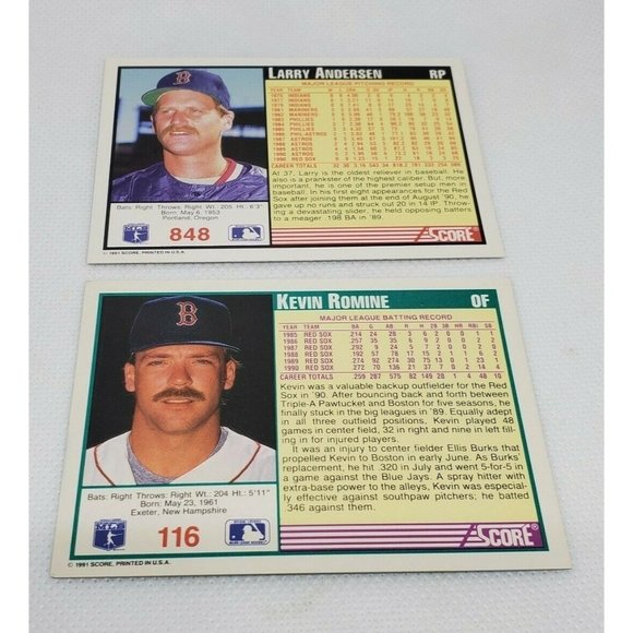 Vintage 1991 Red Sox Baseball Card Bundle - Lot of 6 Score Original Card - Picture 4 of 8